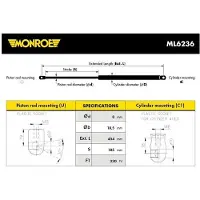 Monroe ML6236 Gasfeder Heckklappendämpfer für KIA SOUL (AM) 454mm