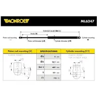 Monroe ML6247 Gasfeder Heckklappendämpfer für VW Jetta IV (162, 163, AV3, AV2) 489mm