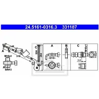 Ate Bremsschlauch 24.5161-0316.3 für Peugeot Citroën 407 SW C6