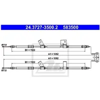 Ate Seilzug, Feststellbremse [Hersteller-Nr. 24.3727-3500.2] für Vauxhall, Opel