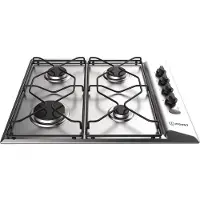 Indesit PAA 642 IX/I WE, Schwarz, Edelstahl, Integriert, 58 cm, Gaskochfeld, Edelstahl, 4 Zone(n)