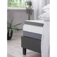 Beliani Doppelter Topper Memory Foam Grau mit Weiß 160 x 200 cm Schaumstoff Viskoelastisch Weich Härtegrad