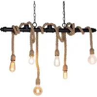 QAZQA - Industrie I Vintage I Industrie I Vintage I Hängelampe I Pendellampe I Pendelleuchte schwarz 6-Licht - Plural I Wohnzimmer I Schlafzimmer - Stahl Länglich I Zylinder - LED geeignet E27