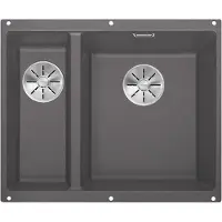 BLANCO SUBLINE 340/160-U, Schrankwaschbecken, Silgranit, Grau, Links, 60 cm, Deutschland