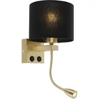 QAZQA Art Deco Wandlampe Gold mit schwarzem Schirm - Brescia