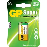 GP Batteries Super Alkaline 9V, Einwegbatterie, 9V, Alkali, 9 V, 1 Stück(e), Mehrfarbig