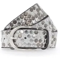 B.belt Gürtel - 35mm Leder- Nietengürtel Q. 6483 - Gr. 80 - in Grau - für Damen