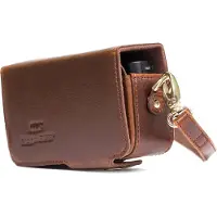 MegaGear MG1144 Sony Cyber-shot DSC-HX99, DSC-HX95, DSC-HX90V, DSC-HX80, DSC-WX500 Leder Kameratasche mit Trageriemen – Dunkelbraun