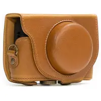 MegaGear MG601 Ever Ready Leder Kameratasche mit Trageriemen für Sony Cyber-Shot DSC-WX500 Hellbraun