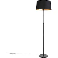 QAZQA Schwarze Stehlampe mit Schwarzem Schirm Verstellbar 45 cm Parte
