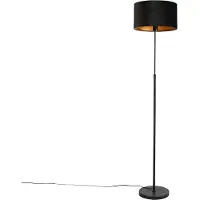QAZQA Stehleuchte Schwarz mit Veloursschirm Schwarz mit Gold 35 cm Parte