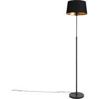 QAZQA Stehleuchte schwarz mit schwarzem Schirm 35 cm verstellbar - Parte