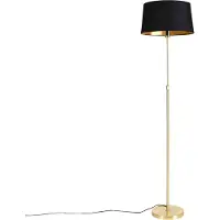 QAZQA Stehleuchte Gold Messing mit Schwarzem Schirm Verstellbar 45 cm Parte