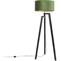 QAZQA Stehlampe Stativ schwarz mit grünem Schirm und Gold 50 cm - Puros