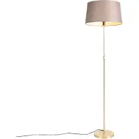 QAZQA Stehleuchte Gold Messing mit Leinenschirm Taupe 45 cm Parte