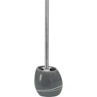 Kleine wolke WC-Garnitur "Stones", grau (dunkelgrau), B:11,5cm H:29cm L:12cm, Polyresin (Kunststein), Reinigungsbürsten, WC-Garnitur