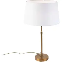 QAZQA Bronze Tischlampe mit Leinenschirm weiß 35cm - Parte