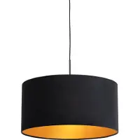 QAZQA Hängelampe mit Veloursschirm schwarz mit Gold 50 cm - Combi