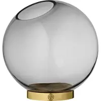 AYTM Globe Vase w/Stand Ø17xH17 Black/Gold- , Globe, Grau, Glas, Design