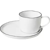 Broste Copenhagen Kaffeetasse mit Untertasse 8cm Salt