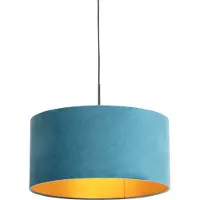 QAZQA Hängelampe mit Veloursschirm blau mit Gold 50 cm - Combi