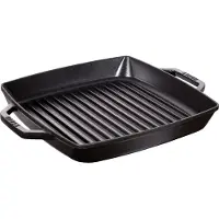 Staub Grillpfanne 2 Griffe Quadratisch Schwarz 23 x 23 cm