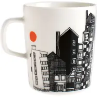 Marimekko SIIRTOLAPUUTARHA Becher 250 ml Weiß / Schwarz / Orange