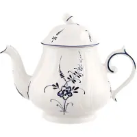 Villeroy & Boch Teekanne "Teekanne Vieux Luxembourg 1,1 Liter weiß-blau", bunt (weiß, blau), Kannen, Teekanne