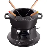 Staub Specialities Fondue Set 16 cm, rund, Schwarz, Gusseisen