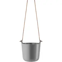 Eva Solo Selbstbewässernder Topf Hängend, Kräutertopf, Übertopf, Dekoration, Pflanzen, Steinzeug und Kunststoff/Nylon/Lederband, Nordisch Grau, Ø 15 cm, 568161