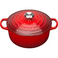 Le Creuset Signature Bräter rund, 20 cm, kirschrot, Emaille hell