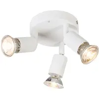 QAZQA - Modern Moderner Deckenstrahler weiß rund - Jeany 3-flammig Spotbalken I Wohnzimmer I Schlafzimmer - Stahl Rund - LED geeignet GU10