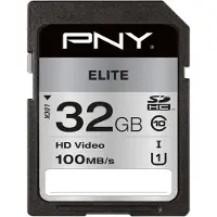 PNY Elite, 32 GB, SDHC, Klasse 10, UHS-I, Class 1 (U1), Schwarz