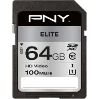 PNY Technologies Elite, 64 GB, SDXC, Klasse 10, UHS-I, Class 1 (U1), Schwarz