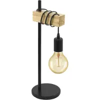 Eglo TOWNSHEND Tischleuchte Tischbeleuchtung - L17,5 x B15,5 x H50 cm - schwarz, braun - 1X10W exkl. - IP20