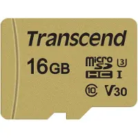Transcend microSDHC 500S 16GB Class 10 UHS-I U3 V30 + Adapter
