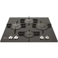 Ariston Hotpoint FTGHG 641 D/HA(BK), Schwarz, Integriert, 60 cm, Gaskochfeld, Glas, 4 Zone(n)