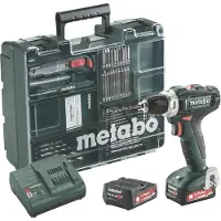 Metabo PowerMaxx BS 12 Set, Elektrischer Schraubendreher, Pistolengriff, 1400 RPM, 1 cm, 1,8 cm, 17 Nm