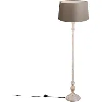 QAZQA Land Stehlampe taupe mit Leinenschirm 45 cm - Classico