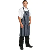 Chef Works Whites Chefs Clothing Whites Latzschürze mit Tasche blau weiß gestreift