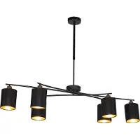 QAZQA - Moderne Hängelampe I Pendellampe I Pendelleuchte schwarz verstellbar 6-flammig – Lofty I Wohnzimmer I Schlafzimmer - Stahl Zylinder I Länglich I Rund - LED geeignet E14