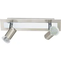 Eglo Deckenleuchte "Rottelo Deckenlampe, Metall, GU10, Deckenstrahler, Furlampe, Lampe", silberfarben, 2, 1 Stk., Leuchten, Spot - L28 x B7 cm - nickel-matt, chrom - 2X4,6W inkl., Deckenleuchte