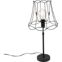 QAZQA - Industrie I Vintage I Tischlampe schwarz mit Granny Frame 30 cm verstellbar - Parte I Wohnzimmer I Schlafzimmer I Nachttischleuchte - Stahl Zylinder I Länglich I Rund - LED geeignet E27