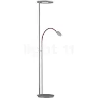 Holtkötter Nova Flex LED-Deckenfluter mit Leselicht-Aluminium matt/Rot-mit LED (2700K)