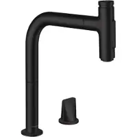 Hansgrohe Metris Select M71 2-Loch Armatur Wasserhahn Einhebel-Küchenmischer 200, Ausziehbrause, 2jet, sBox Mattschwarz - inkl.
