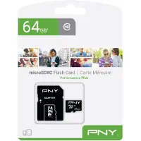 PNY Performance Plus, 64 GB, MicroSDXC, Klasse 10, Schwarz