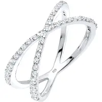 Elli Ring Kreuz Symbol Zirkonia 925 Sterling Silber Elli Weiß