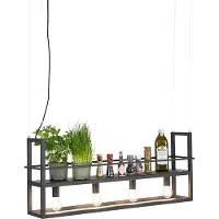 QAZQA - Modern Industrie I Vintage I Hängelampe I Pendellampe I Pendelleuchte schwarz mit Rack 4-flammig-Licht - Cage Rack - Stahl Länglich - LED geeignet E27