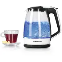 Gourmet Maxx GOURMETmaxx 02955 Schnurloser Wasserkocher, Glasgehäuse, 1,7 l FÃ1/4llmenge, 2200 Watt, 360° Sockel, Trockengehschutz, Kalkfilter, Abschaltautomatik