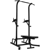 VirtuFit Power Tower Deluxe mit Fitnessbank, Dip- und Klimmzugstation